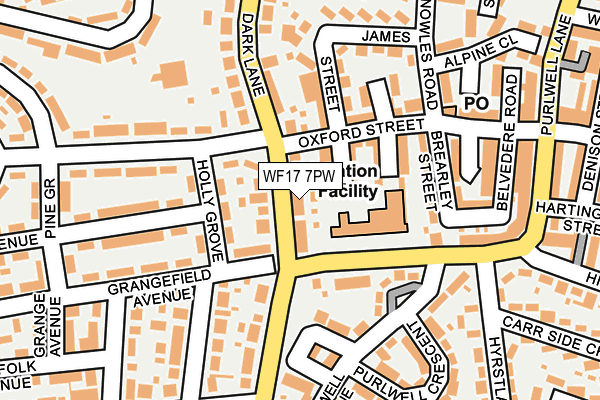 WF17 7PW map - OS OpenMap – Local (Ordnance Survey)