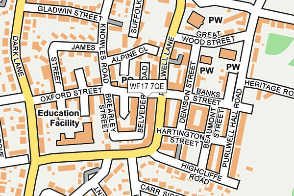 WF17 7QE map - OS OpenMap – Local (Ordnance Survey)