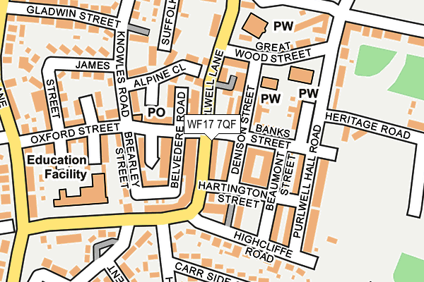 WF17 7QF map - OS OpenMap – Local (Ordnance Survey)