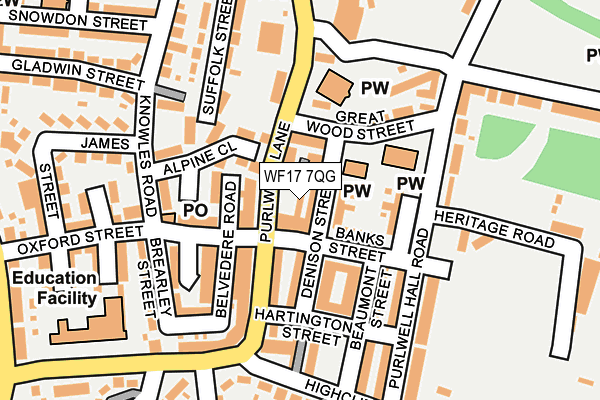 WF17 7QG map - OS OpenMap – Local (Ordnance Survey)