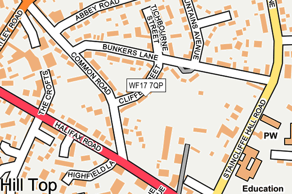 WF17 7QP map - OS OpenMap – Local (Ordnance Survey)