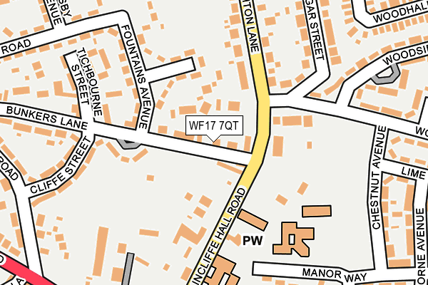 WF17 7QT map - OS OpenMap – Local (Ordnance Survey)