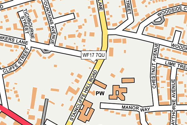 WF17 7QU map - OS OpenMap – Local (Ordnance Survey)