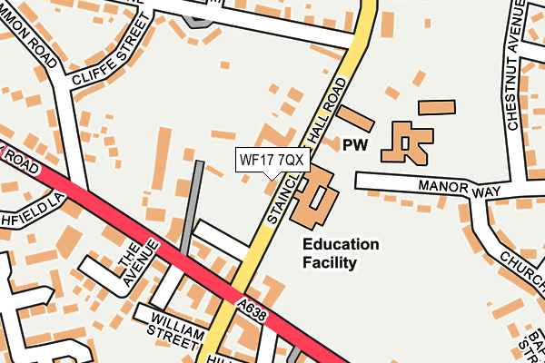WF17 7QX map - OS OpenMap – Local (Ordnance Survey)