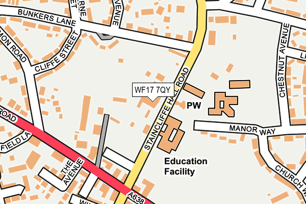 WF17 7QY map - OS OpenMap – Local (Ordnance Survey)
