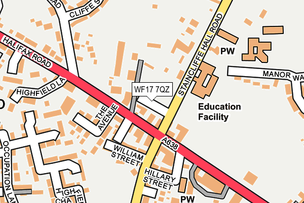 WF17 7QZ map - OS OpenMap – Local (Ordnance Survey)