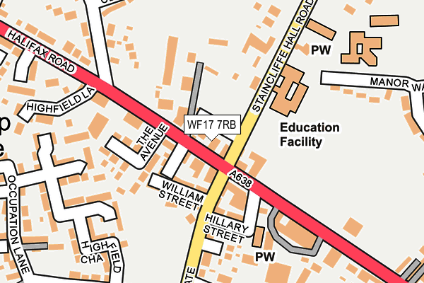 WF17 7RB map - OS OpenMap – Local (Ordnance Survey)