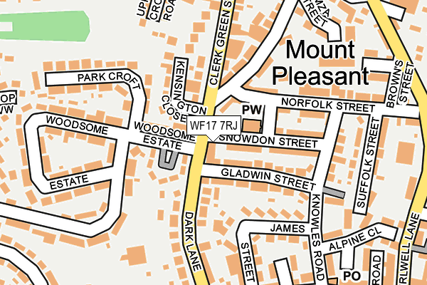 WF17 7RJ map - OS OpenMap – Local (Ordnance Survey)