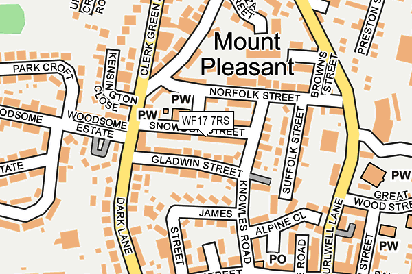 WF17 7RS map - OS OpenMap – Local (Ordnance Survey)