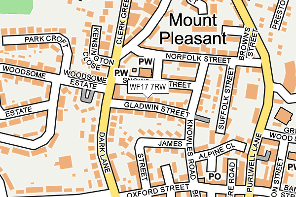 WF17 7RW map - OS OpenMap – Local (Ordnance Survey)