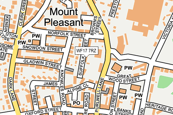 WF17 7RZ map - OS OpenMap – Local (Ordnance Survey)