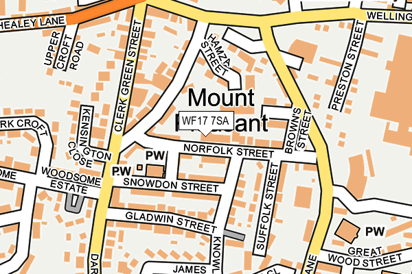 WF17 7SA map - OS OpenMap – Local (Ordnance Survey)