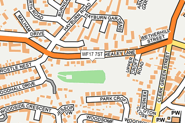 WF17 7ST map - OS OpenMap – Local (Ordnance Survey)