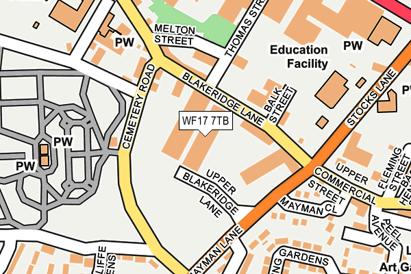 WF17 7TB map - OS OpenMap – Local (Ordnance Survey)