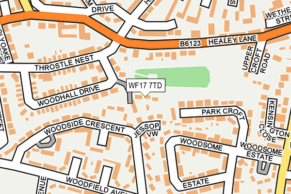WF17 7TD map - OS OpenMap – Local (Ordnance Survey)