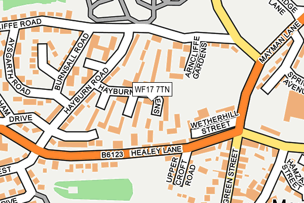 WF17 7TN map - OS OpenMap – Local (Ordnance Survey)