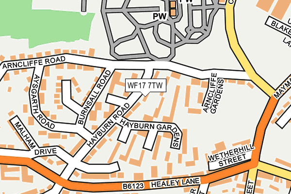 WF17 7TW map - OS OpenMap – Local (Ordnance Survey)