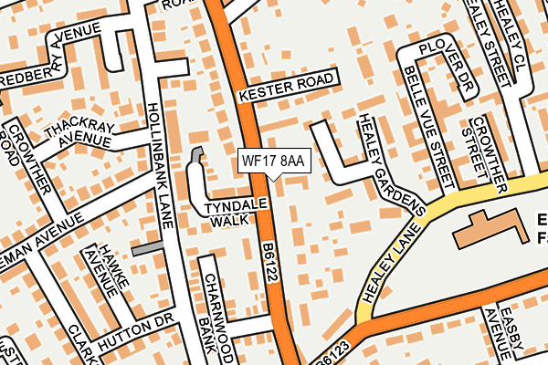 WF17 8AA map - OS OpenMap – Local (Ordnance Survey)