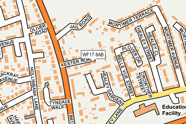 WF17 8AB map - OS OpenMap – Local (Ordnance Survey)