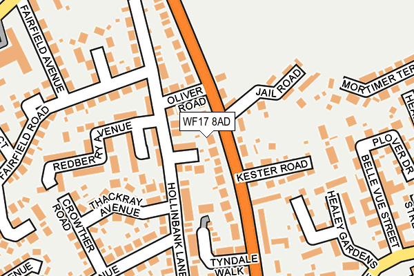 WF17 8AD map - OS OpenMap – Local (Ordnance Survey)