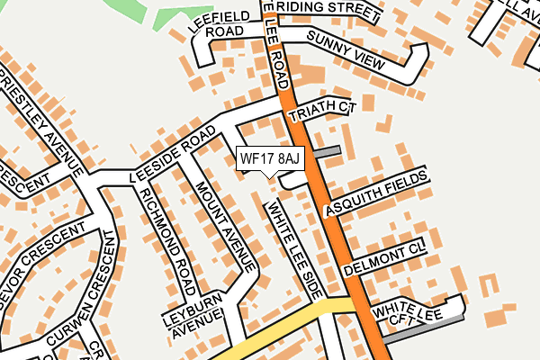 WF17 8AJ map - OS OpenMap – Local (Ordnance Survey)
