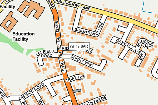 WF17 8AR map - OS OpenMap – Local (Ordnance Survey)