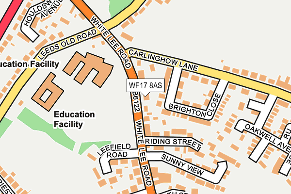 WF17 8AS map - OS OpenMap – Local (Ordnance Survey)