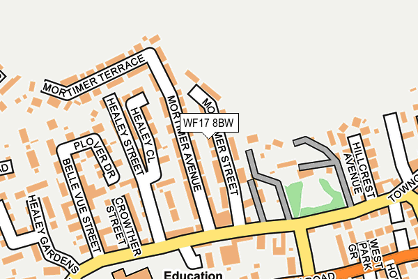 WF17 8BW map - OS OpenMap – Local (Ordnance Survey)