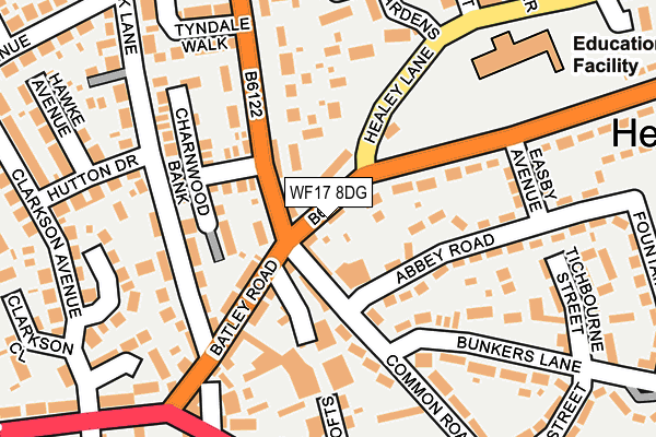 WF17 8DG map - OS OpenMap – Local (Ordnance Survey)