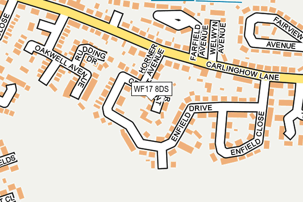 WF17 8DS map - OS OpenMap – Local (Ordnance Survey)
