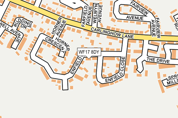 WF17 8DY map - OS OpenMap – Local (Ordnance Survey)