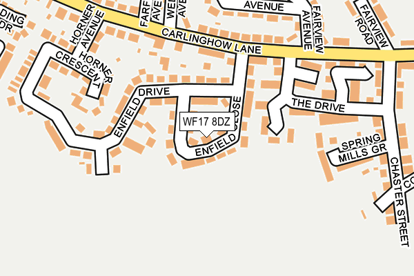 WF17 8DZ map - OS OpenMap – Local (Ordnance Survey)
