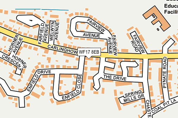 WF17 8EB map - OS OpenMap – Local (Ordnance Survey)