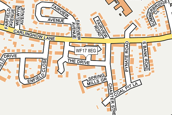 WF17 8EG map - OS OpenMap – Local (Ordnance Survey)