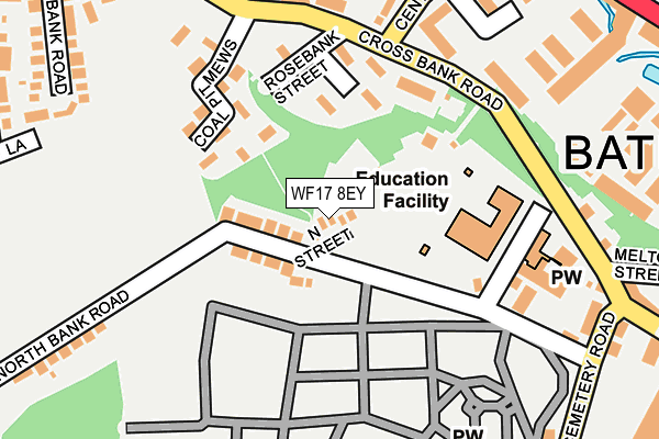 WF17 8EY map - OS OpenMap – Local (Ordnance Survey)