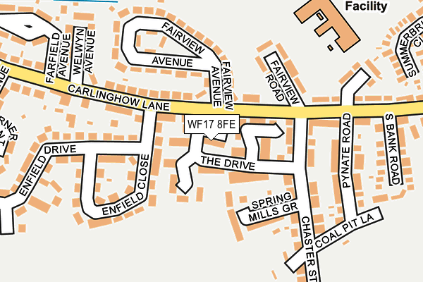 WF17 8FE map - OS OpenMap – Local (Ordnance Survey)