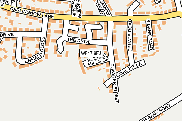 WF17 8FJ map - OS OpenMap – Local (Ordnance Survey)