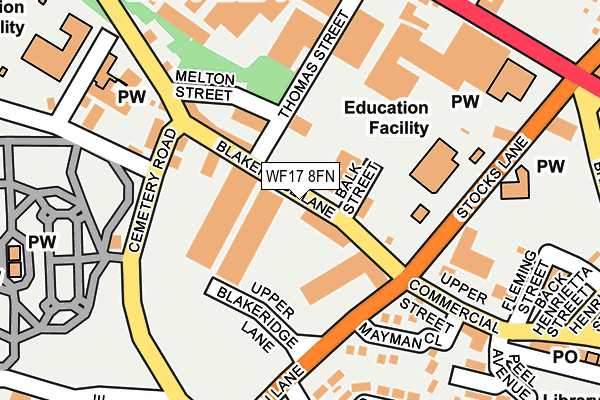 WF17 8FN map - OS OpenMap – Local (Ordnance Survey)