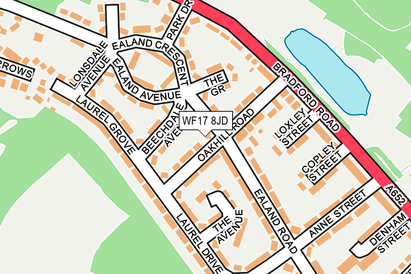 WF17 8JD map - OS OpenMap – Local (Ordnance Survey)