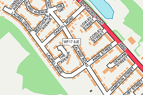 WF17 8JE map - OS OpenMap – Local (Ordnance Survey)
