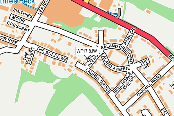 WF17 8JW map - OS OpenMap – Local (Ordnance Survey)