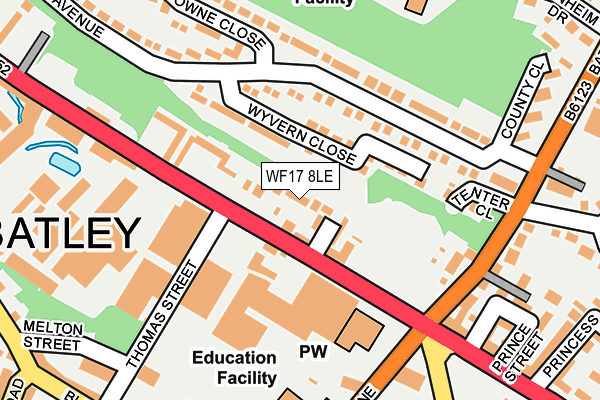 WF17 8LE map - OS OpenMap – Local (Ordnance Survey)