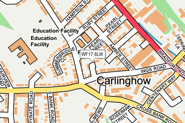 WF17 8LW map - OS OpenMap – Local (Ordnance Survey)