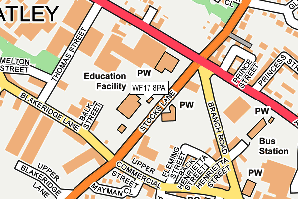 WF17 8PA map - OS OpenMap – Local (Ordnance Survey)
