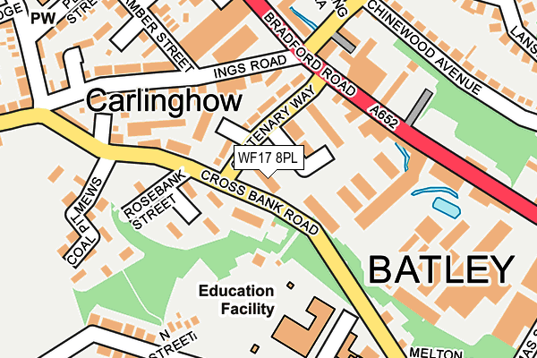 WF17 8PL map - OS OpenMap – Local (Ordnance Survey)