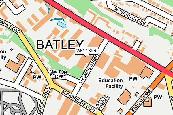 WF17 8PR map - OS OpenMap – Local (Ordnance Survey)