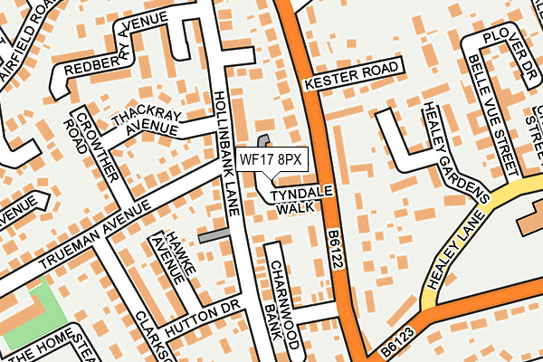 WF17 8PX map - OS OpenMap – Local (Ordnance Survey)