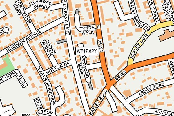 WF17 8PY map - OS OpenMap – Local (Ordnance Survey)
