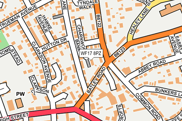 WF17 8PZ map - OS OpenMap – Local (Ordnance Survey)