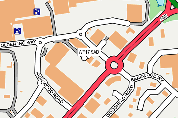 WF17 9AD map - OS OpenMap – Local (Ordnance Survey)